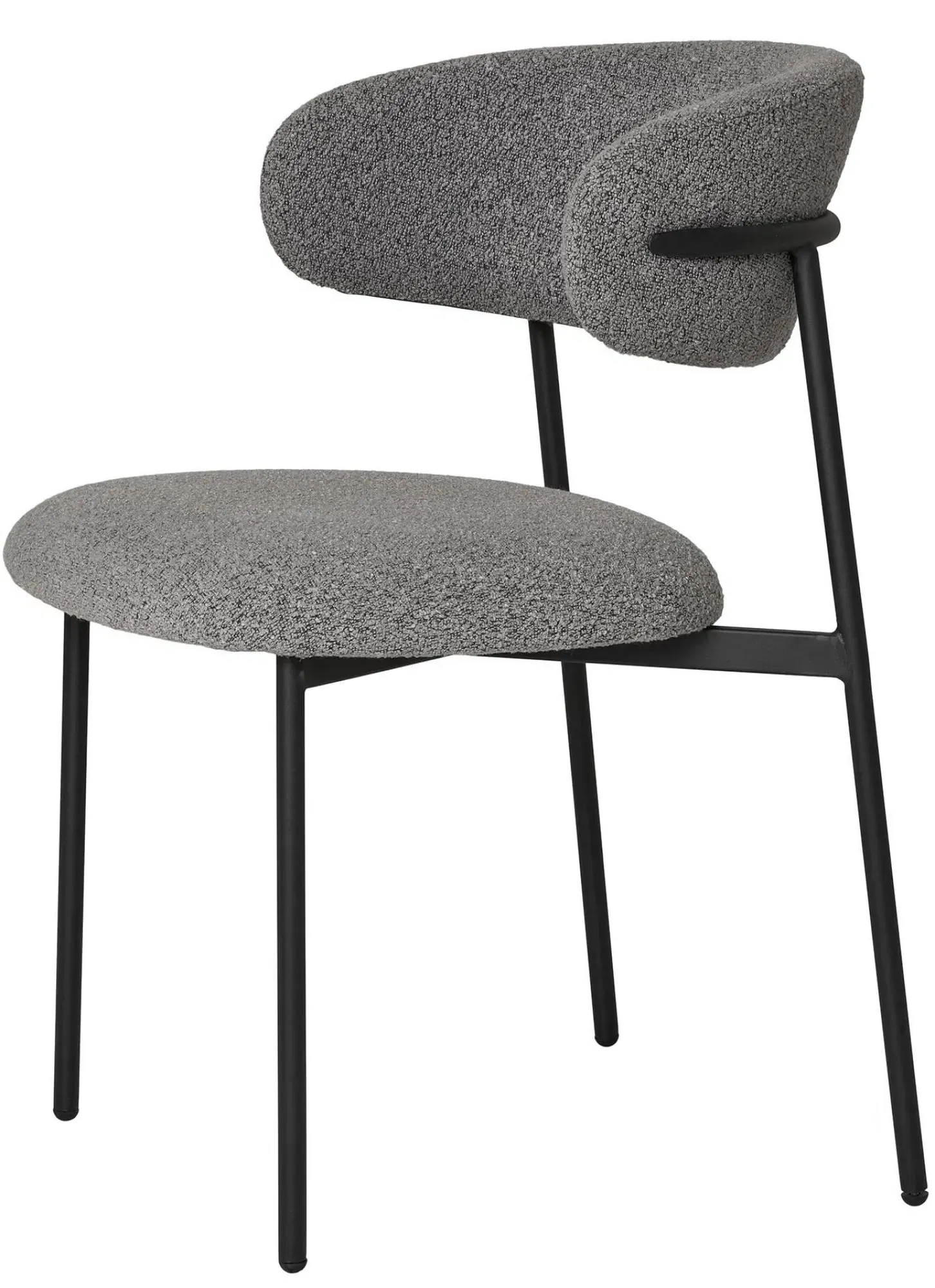 Mira Dining Chair Set of 2 - Light Grey, Boucle Fabric