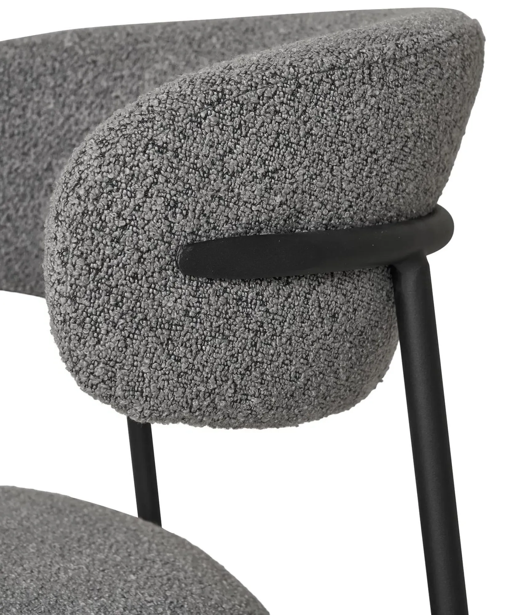 Mira Dining Chair Set of 2 - Light Grey, Boucle Fabric