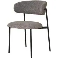 Mira Dining Chair Set of 2 - Light Grey, Boucle Fabric