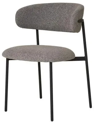 Mira Dining Chair Set of 2 - Light Grey, Boucle Fabric image