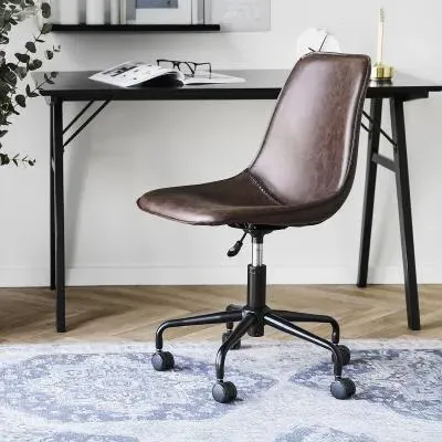 Monaco Adjustable Office Chair - Brown, Faux Leather image