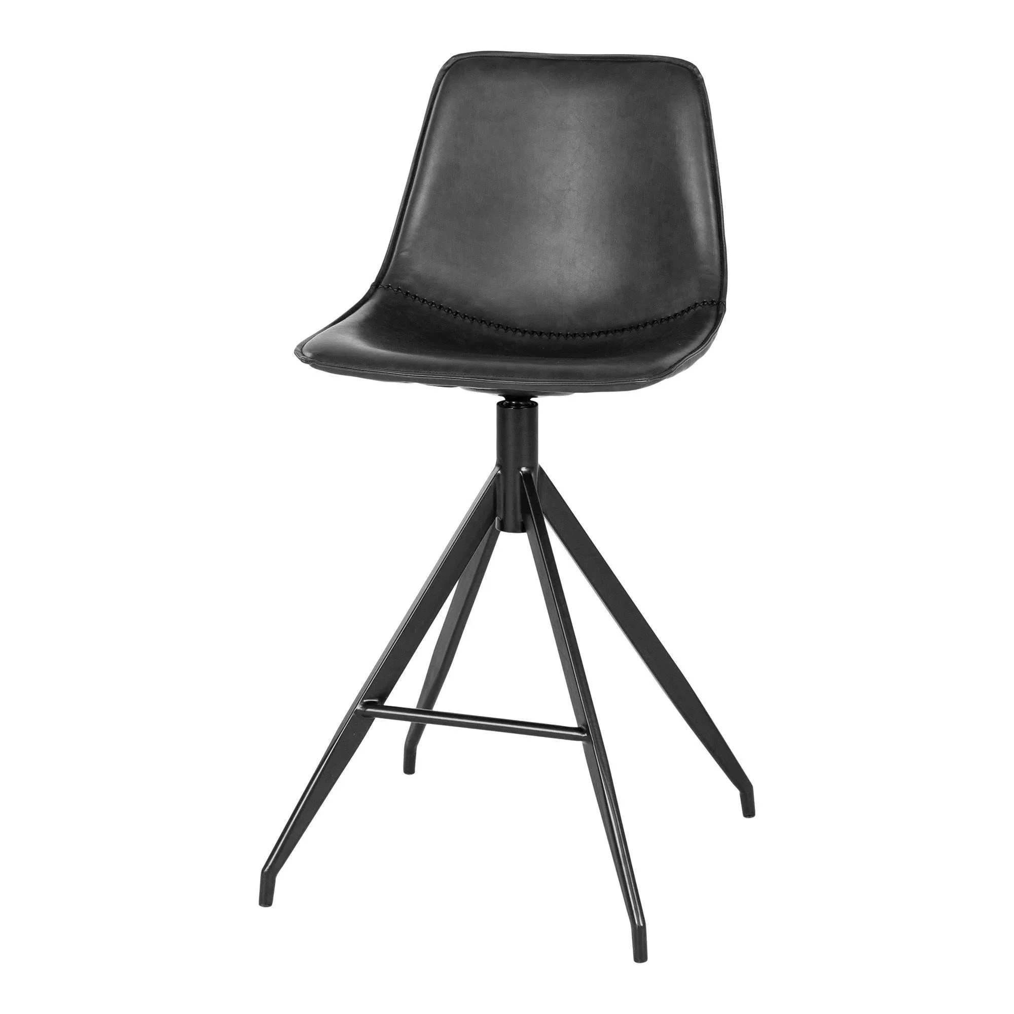 Monaco Barstool with Back - Black, Faux Leather