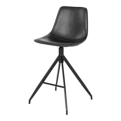 Monaco Barstool with Back - Black, Faux Leather image