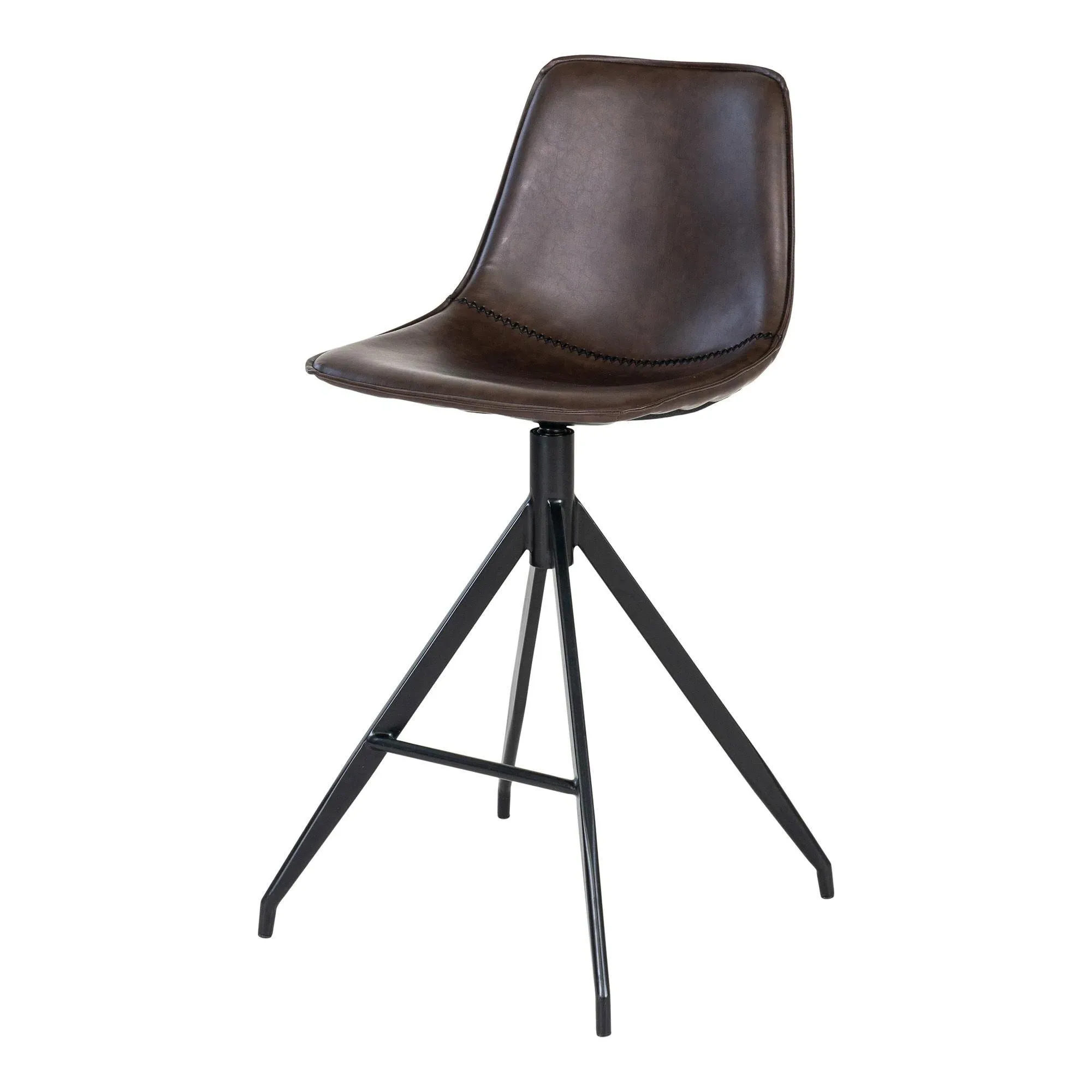 Monaco Barstool with Back - Brown, Faux Leather