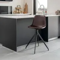 Monaco Barstool with Back - Brown, Faux Leather