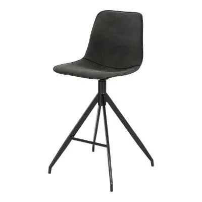 Monaco Barstool with Back - Grey, Fabric