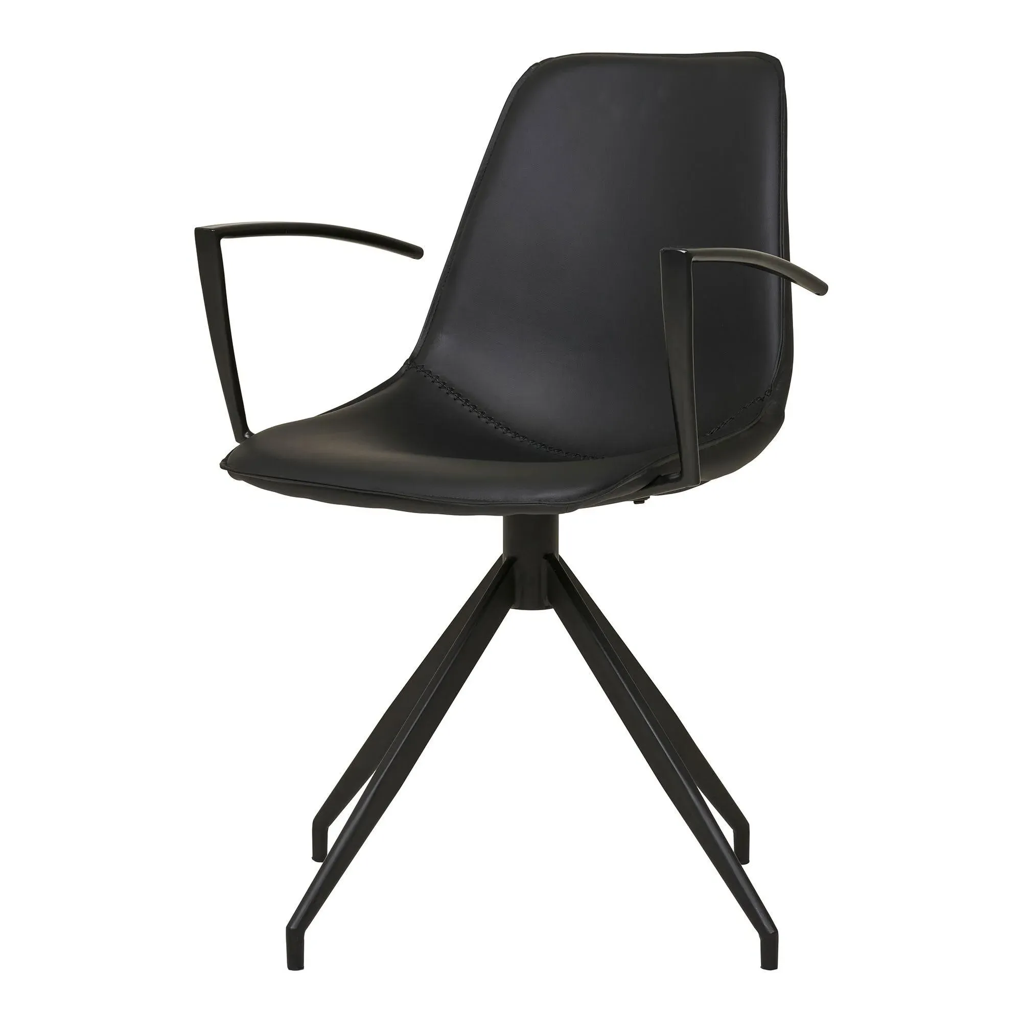 Monaco Swivel Dining Armchair - Black, Faux Leather