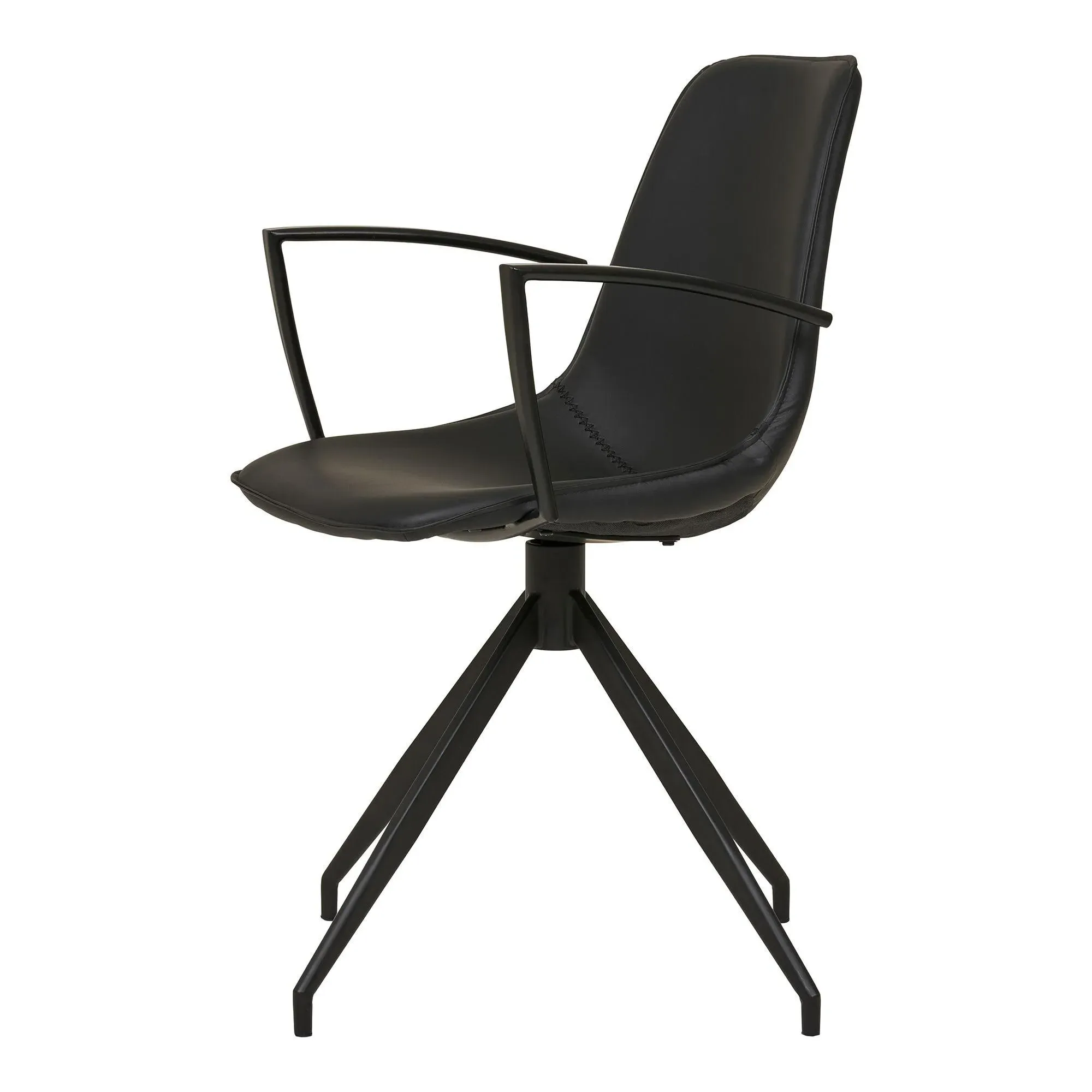 Monaco Swivel Dining Armchair - Black, Faux Leather