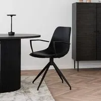 Monaco Swivel Dining Armchair - Black, Faux Leather