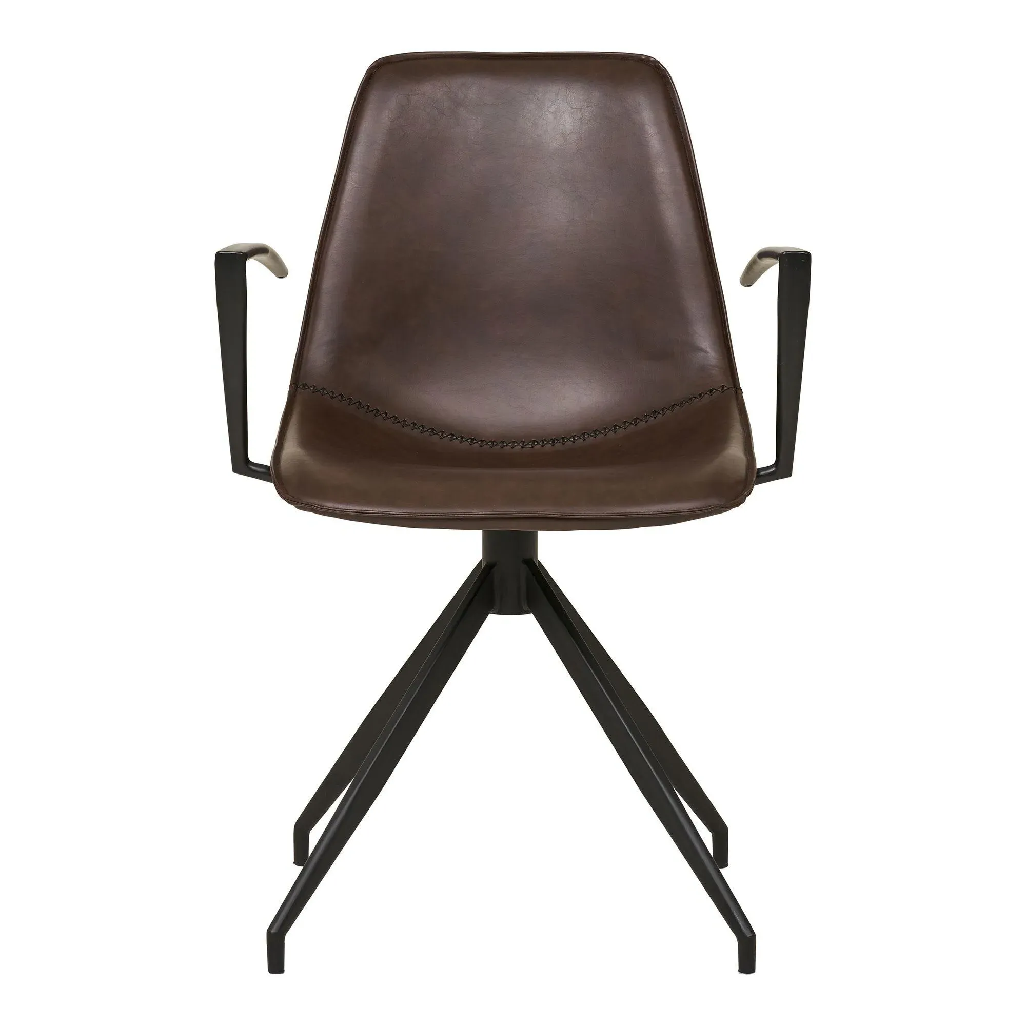 Monaco Swivel Dining Armchair - Brown, Faux Leather