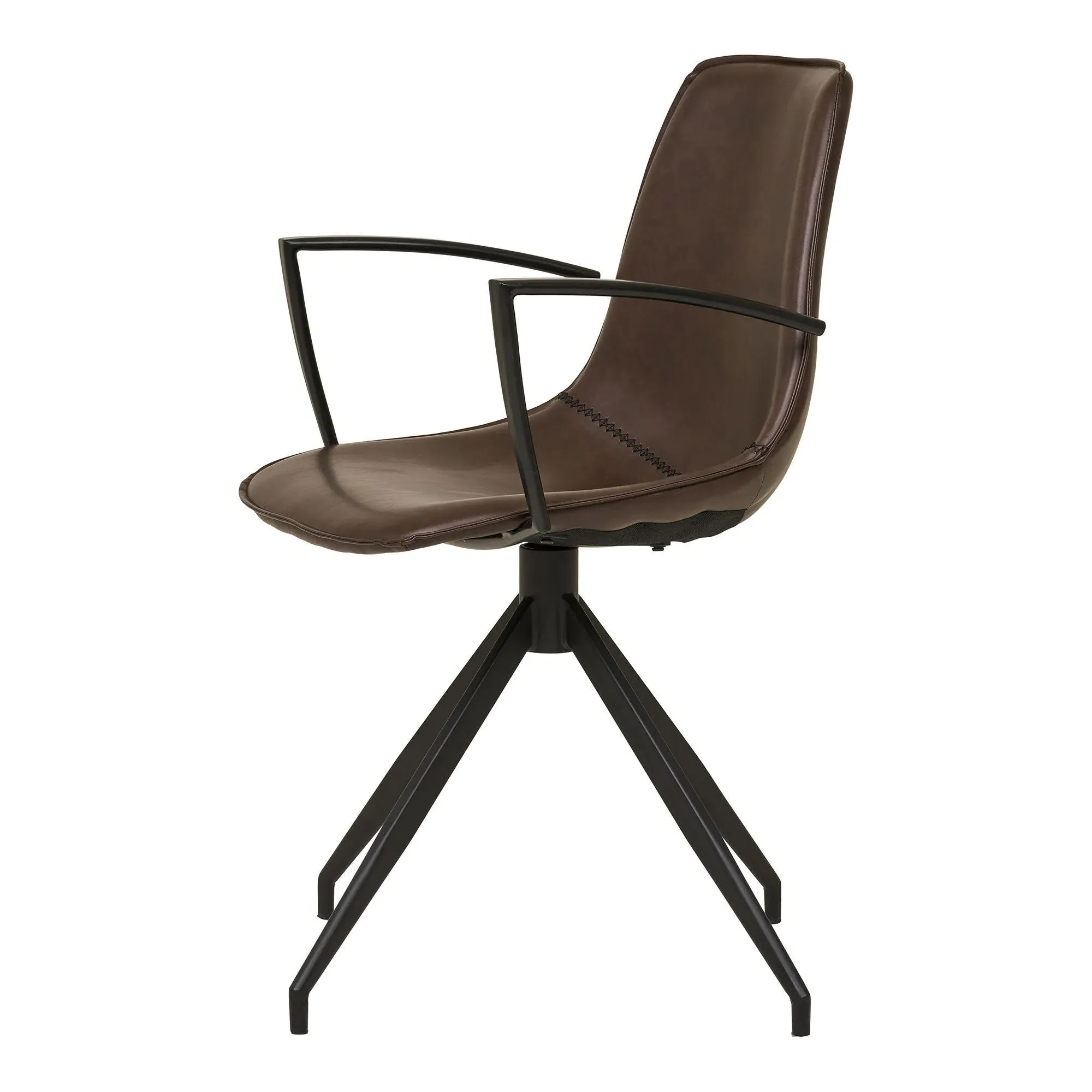 Monaco Swivel Dining Armchair - Brown, Faux Leather