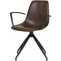 Monaco Swivel Dining Armchair - Brown, Faux Leather