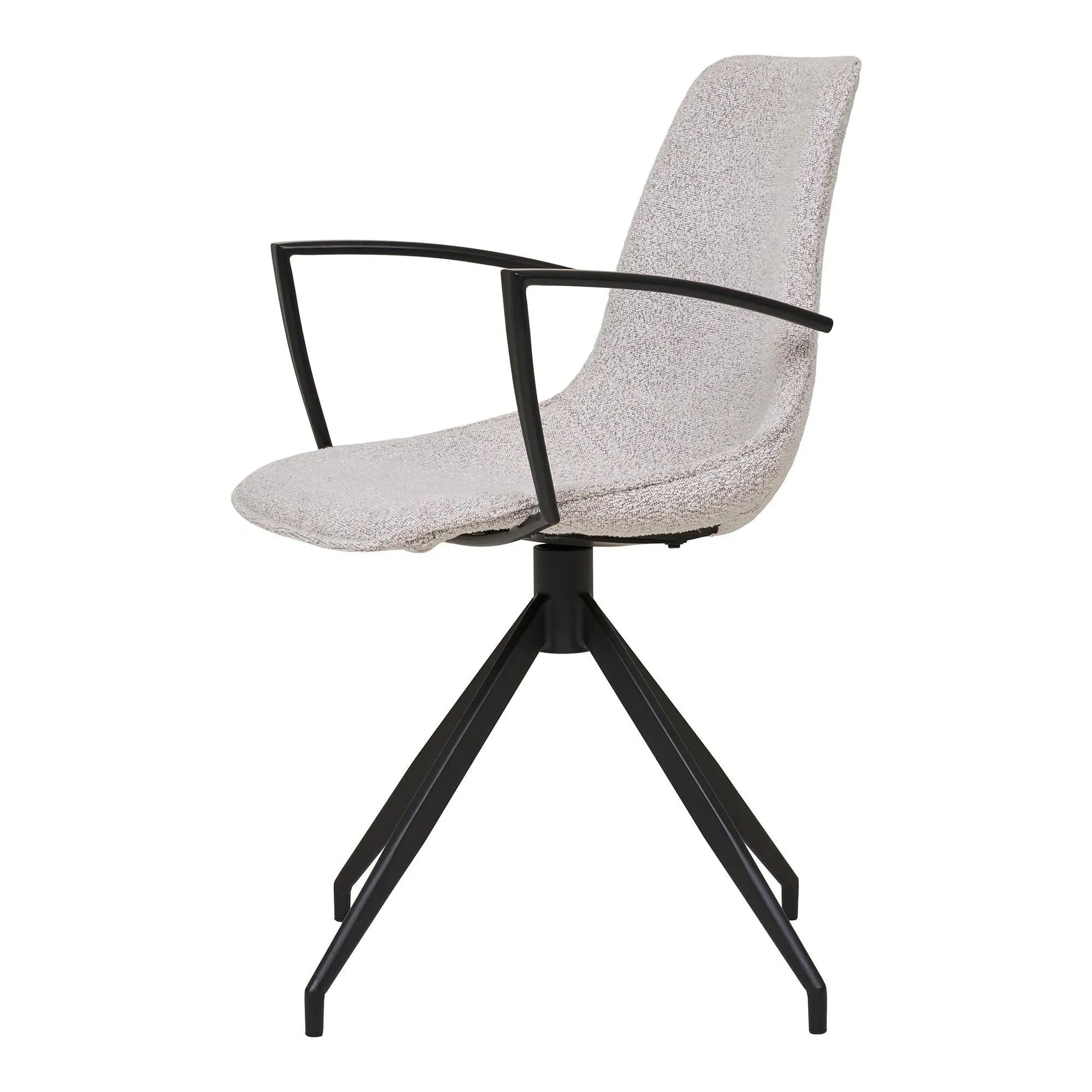 Monaco Swivel Dining Armchair - Light Grey, Boucle