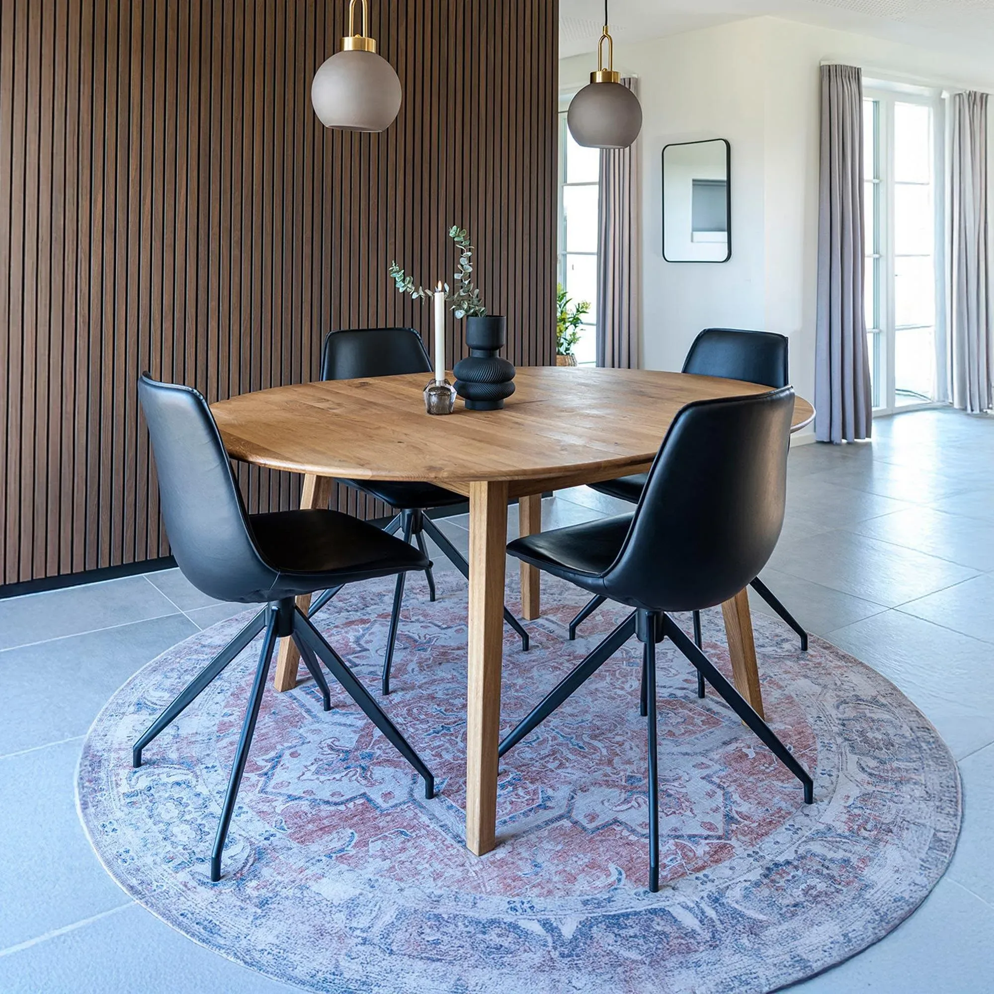 Monaco Swivel Dining Chair - Black, Faux Leather