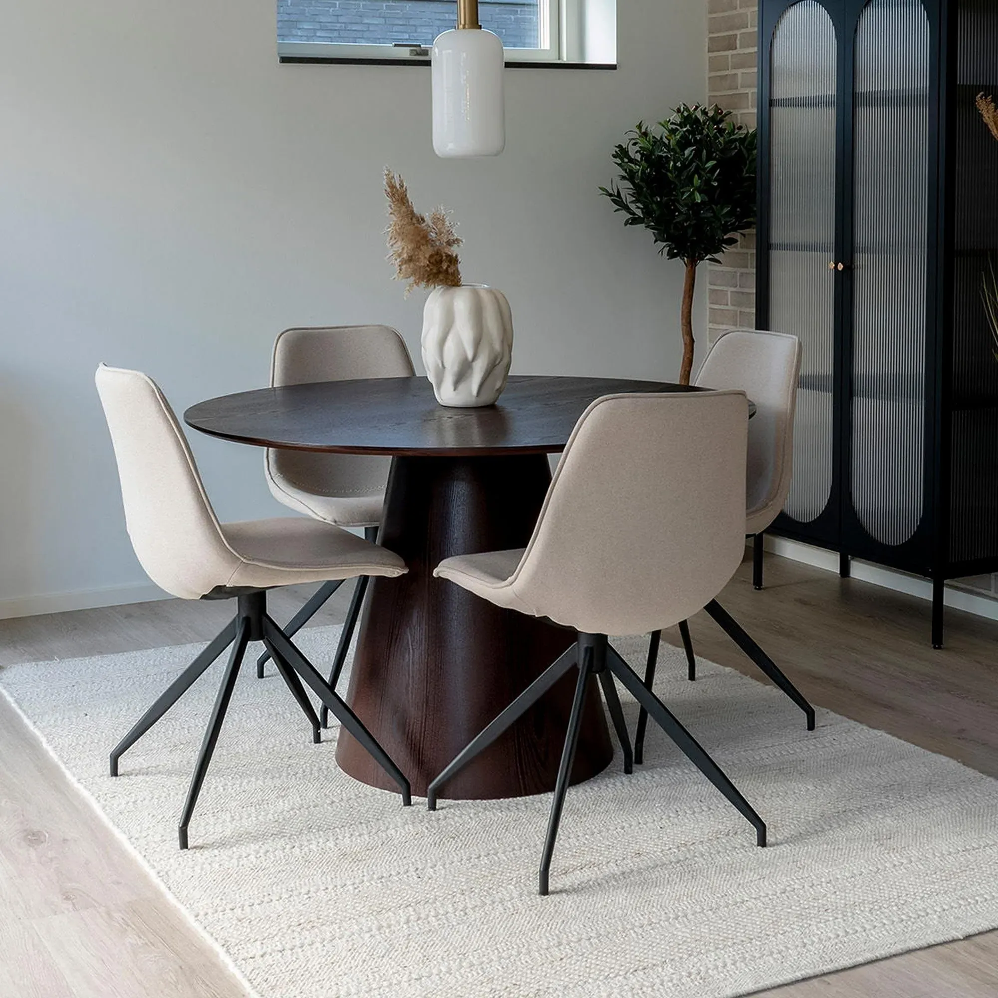 Monaco Swivel Dining Chair - Sand, Boucle Fabric