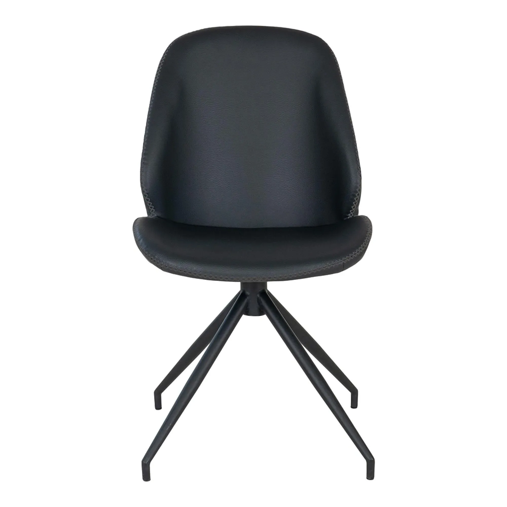 Monte Carlo Swivel Dining Chair - Black, Faux Leather