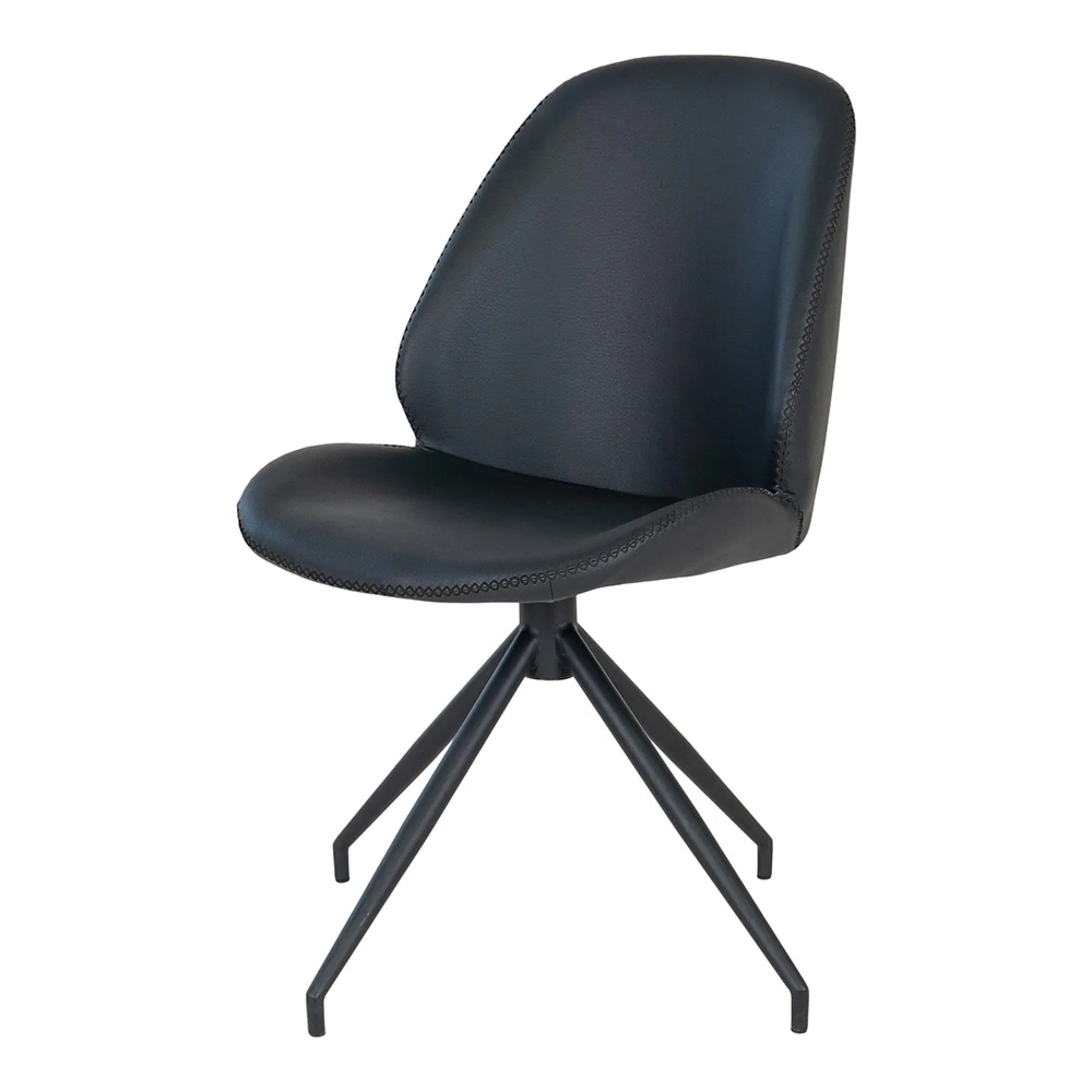 Monte Carlo Swivel Dining Chair - Black, Faux Leather