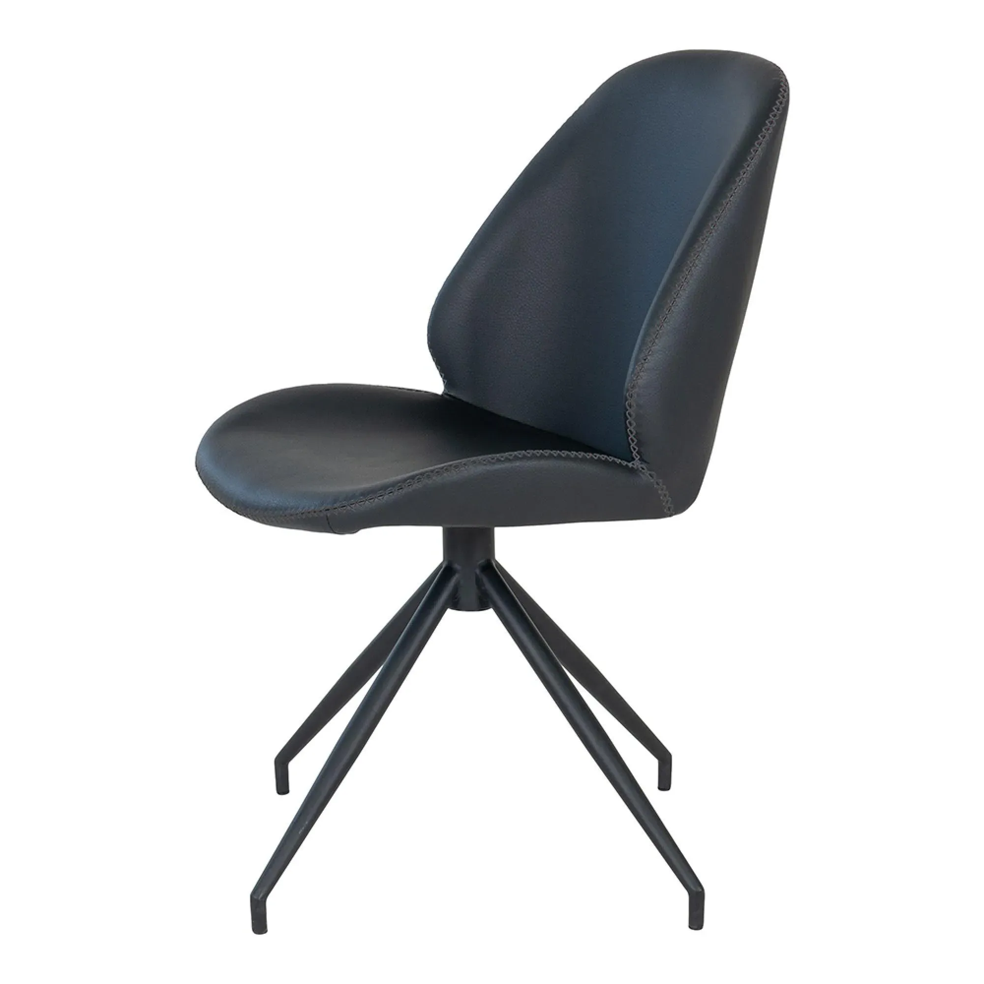 Monte Carlo Swivel Dining Chair - Black, Faux Leather