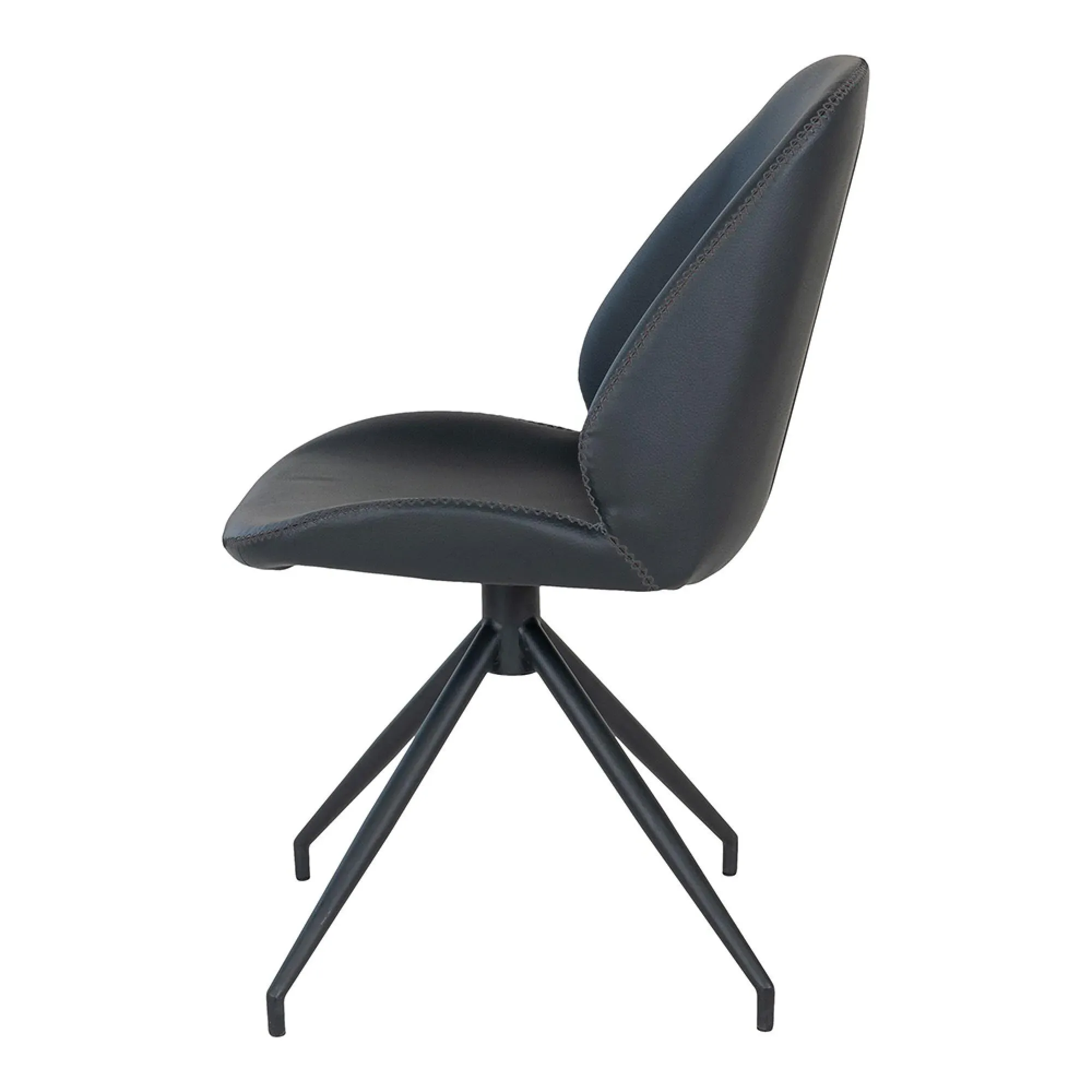 Monte Carlo Swivel Dining Chair - Black, Faux Leather
