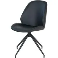 Monte Carlo Swivel Dining Chair - Black, Faux Leather