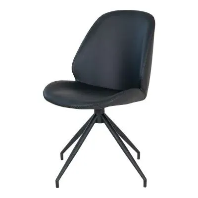 Monte Carlo Swivel Dining Chair - Black, Faux Leather