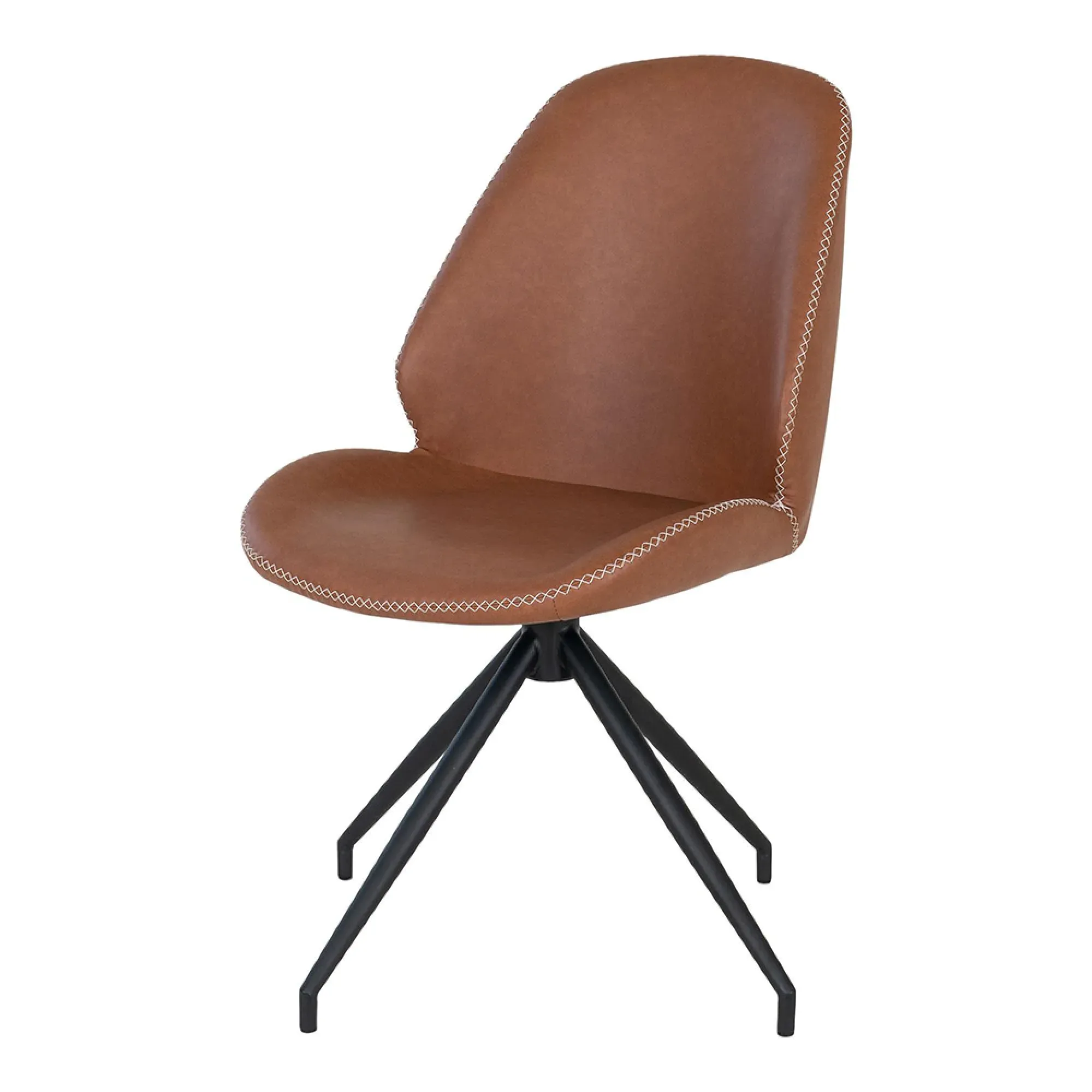 Monte Carlo Swivel Dining Chair - Brown, Faux Leather