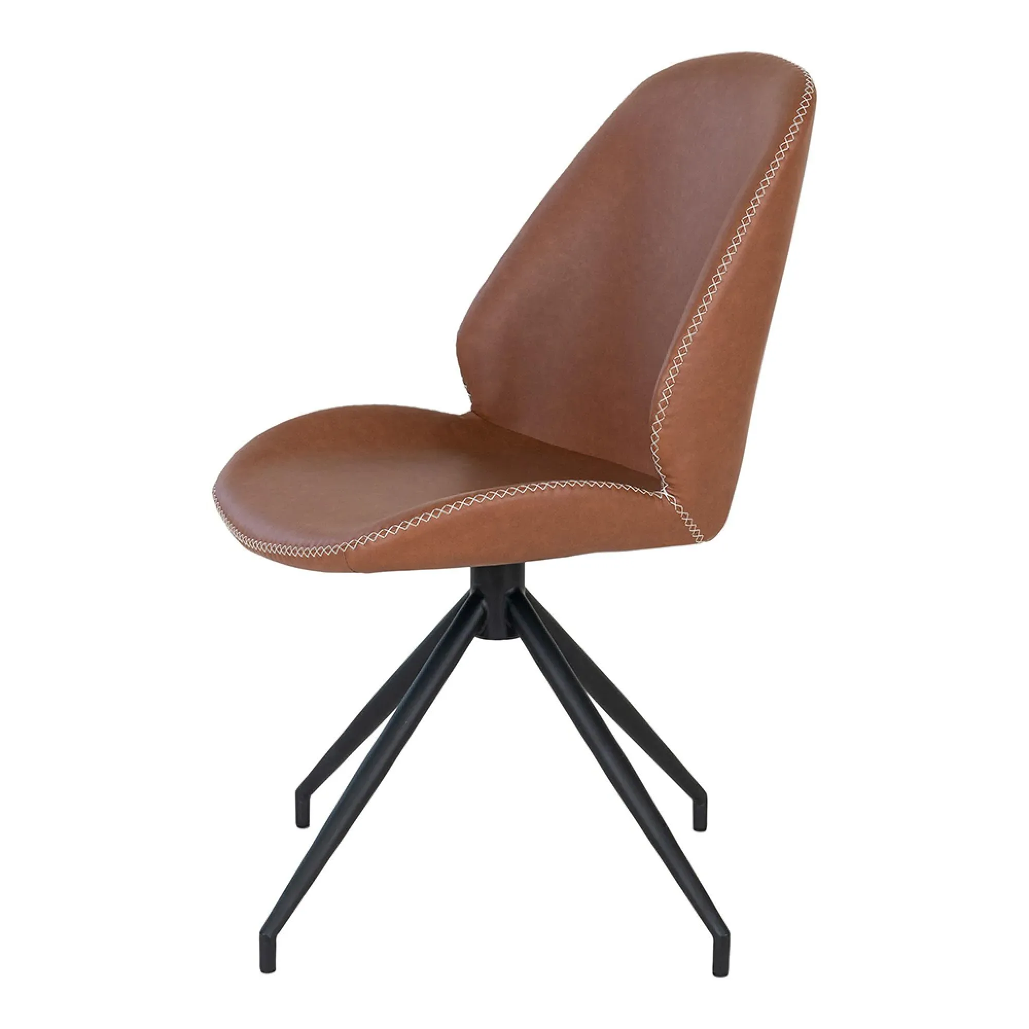 Monte Carlo Swivel Dining Chair - Brown, Faux Leather