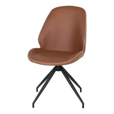 Monte Carlo Swivel Dining Chair - Brown, Faux Leather