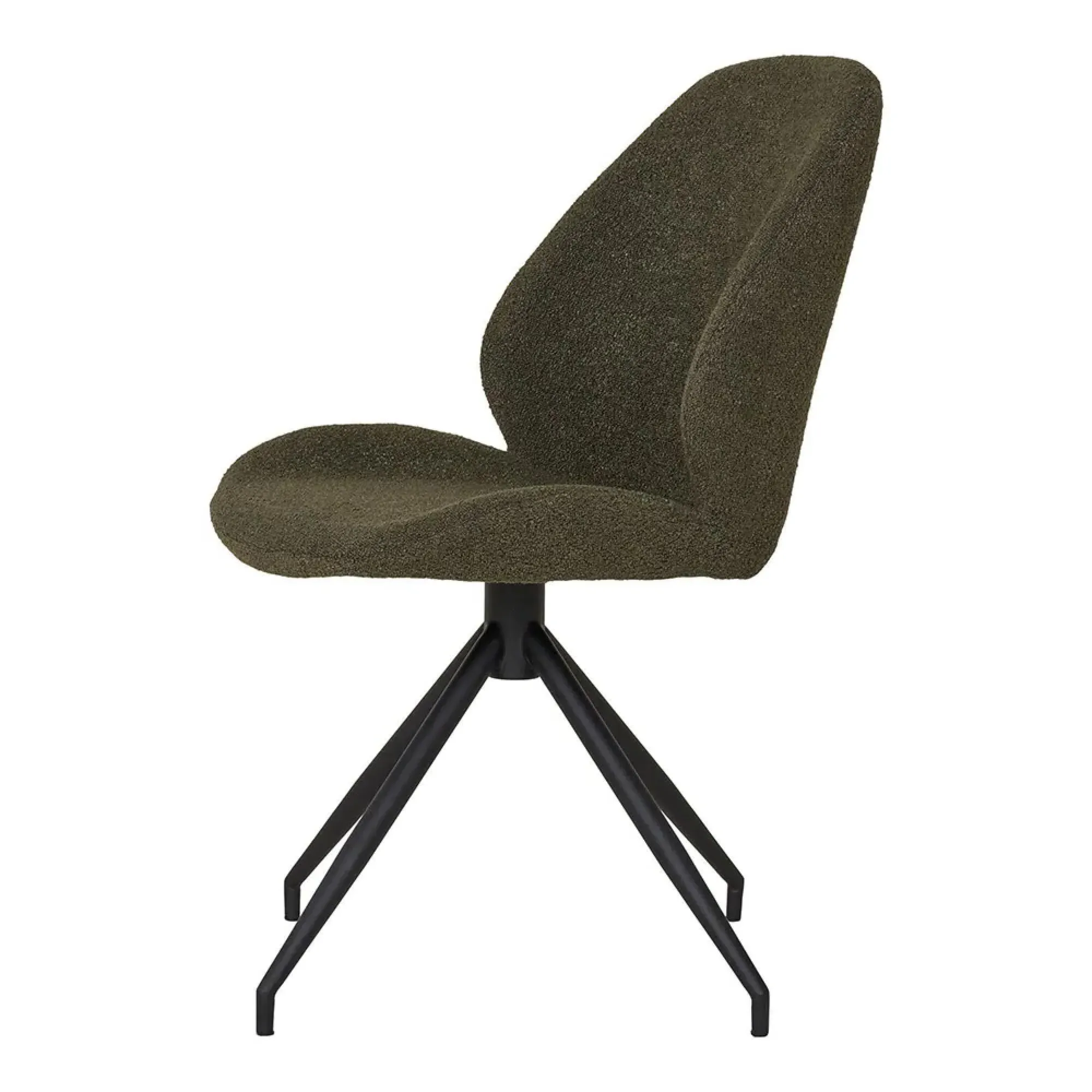 Monte Carlo Swivel Dining Chair - Green, Boucle Fabric