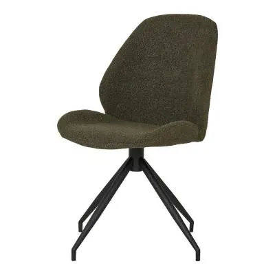 Monte Carlo Swivel Dining Chair - Green, Boucle Fabric