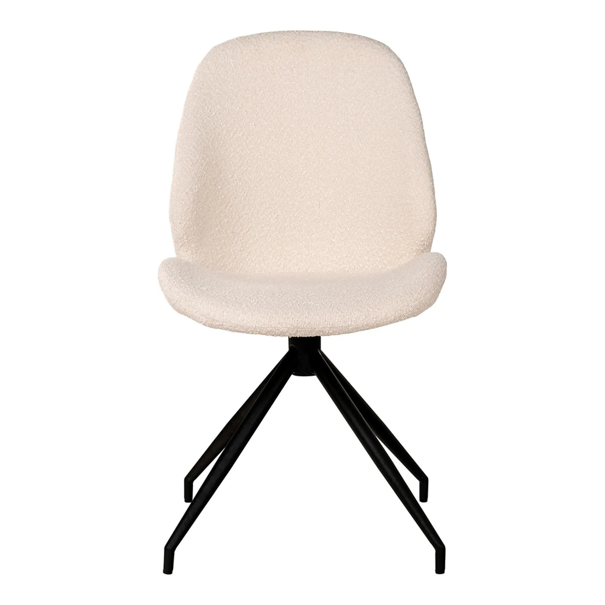 Monte Carlo Swivel Dining Chair - White, Boucle Fabric