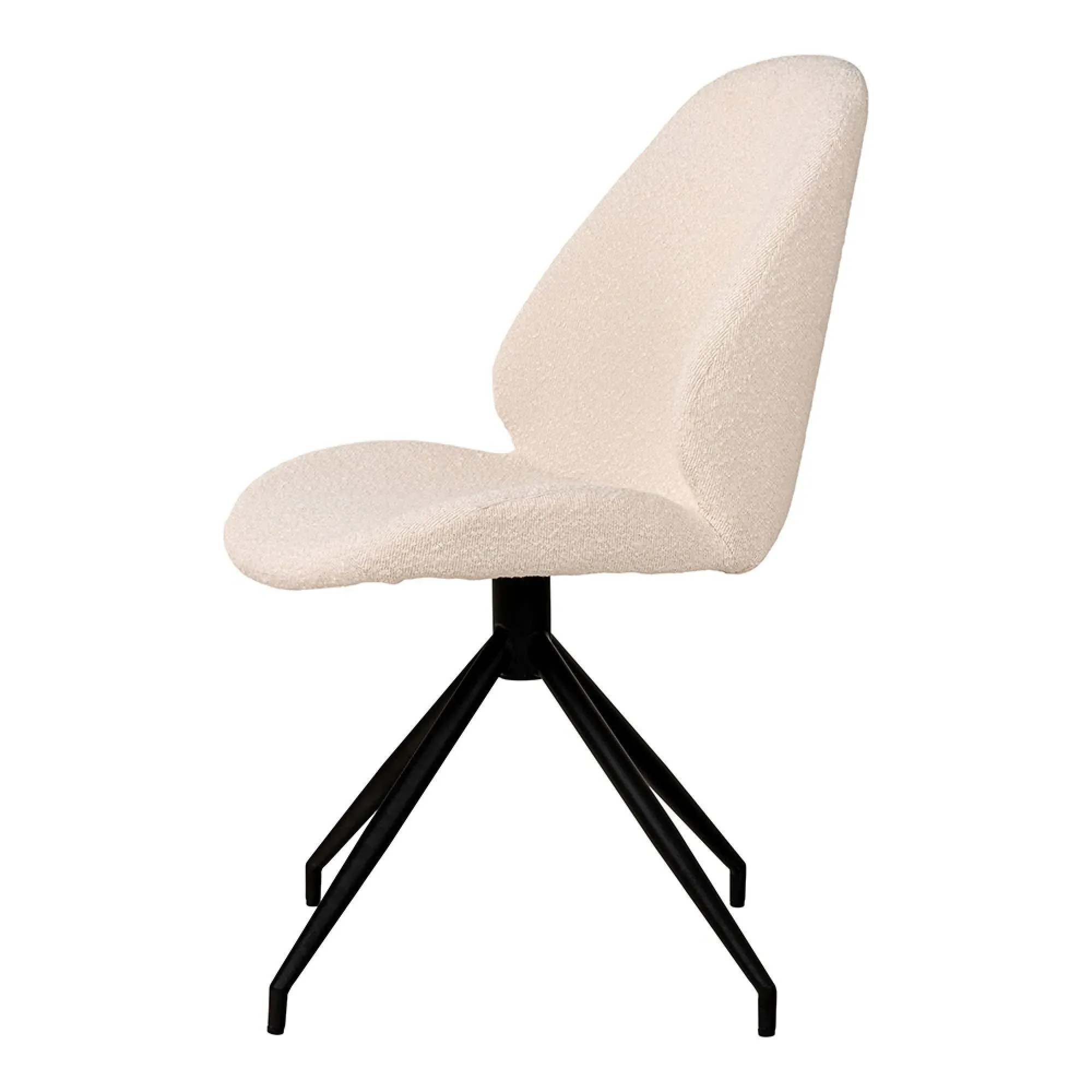 Monte Carlo Swivel Dining Chair - White, Boucle Fabric