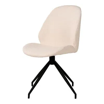 Monte Carlo Swivel Dining Chair - White, Boucle Fabric