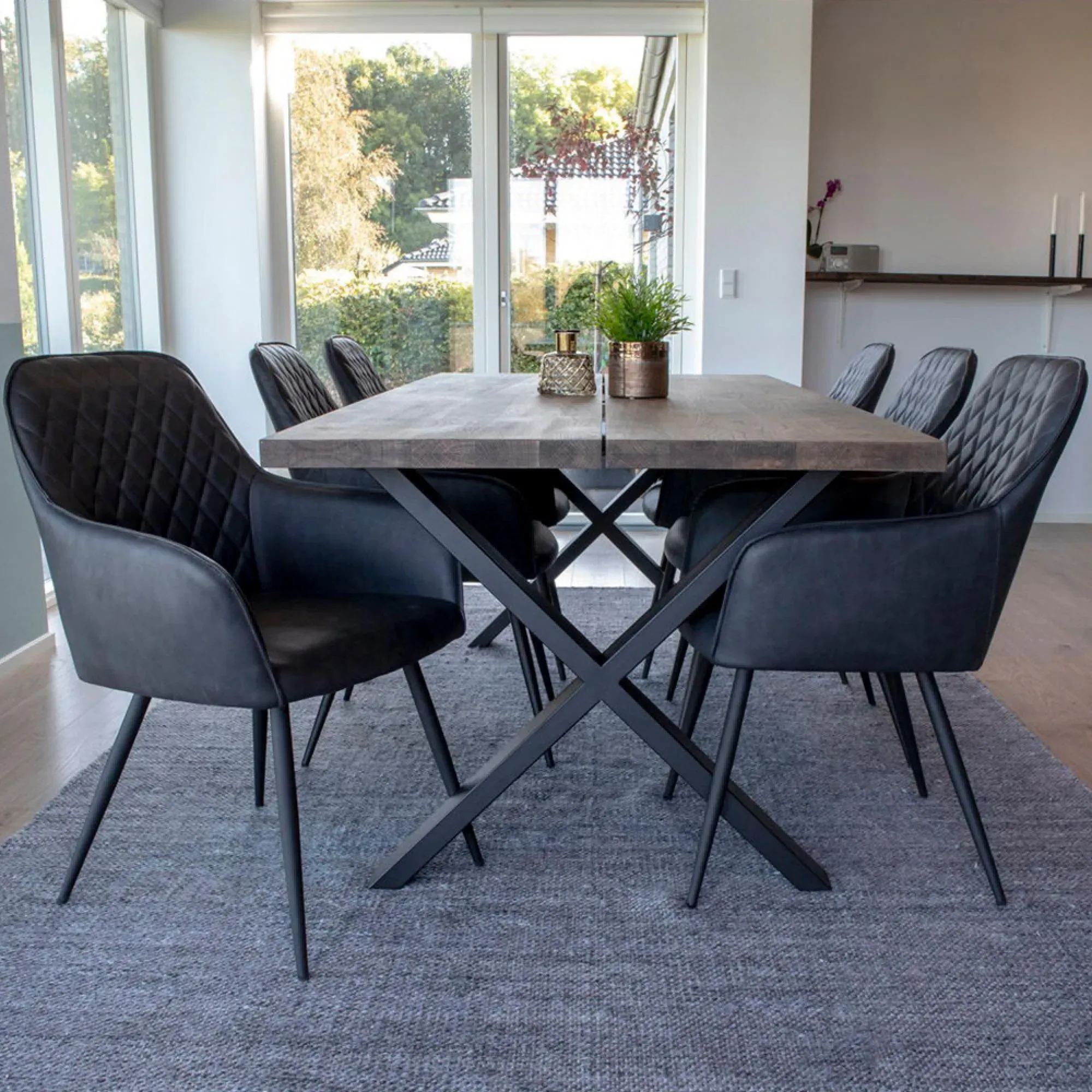 Montpellier 8 Seater Dining Table with Cross Legs - Smoked Oak