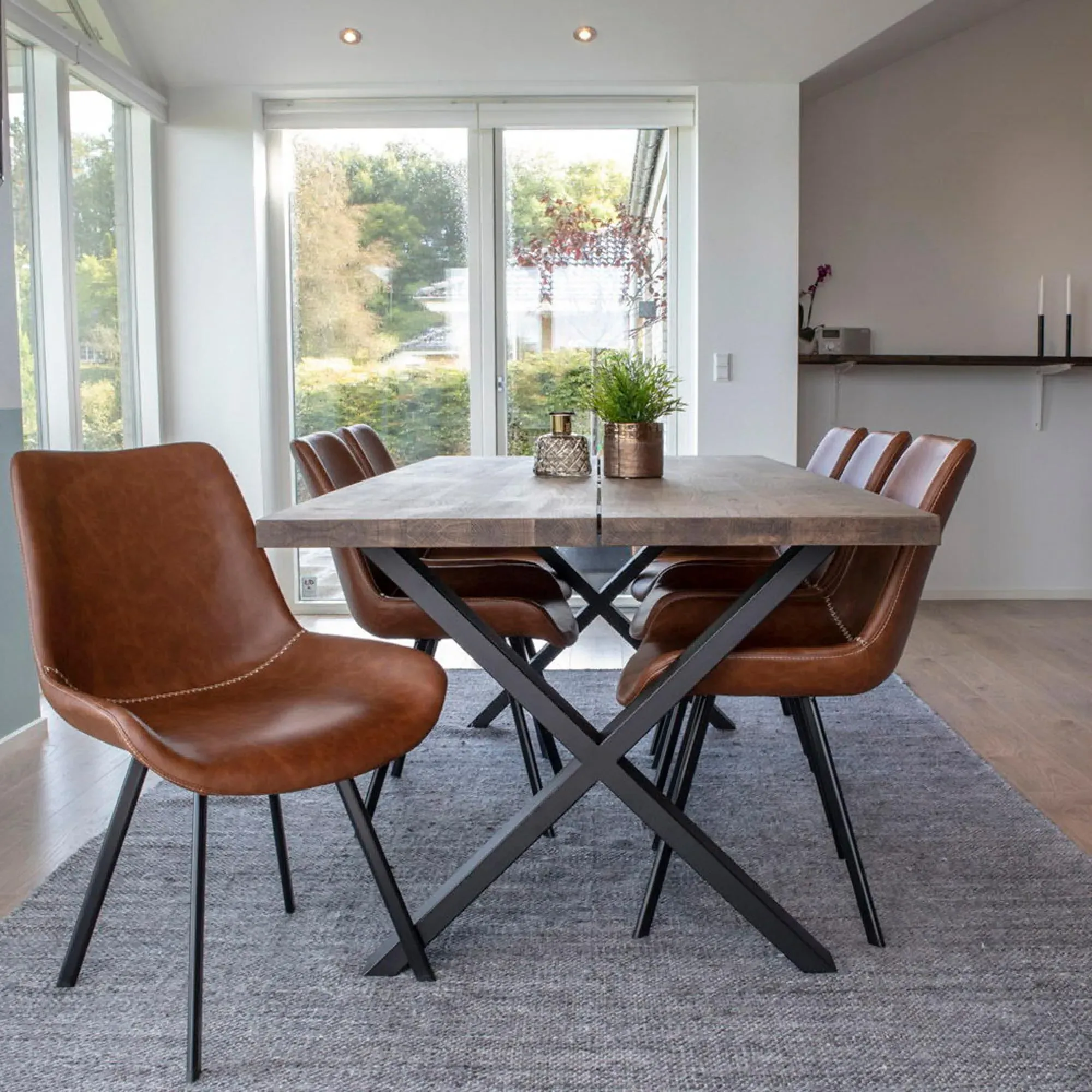 Montpellier 8 Seater Dining Table with Cross Legs - Smoked Oak