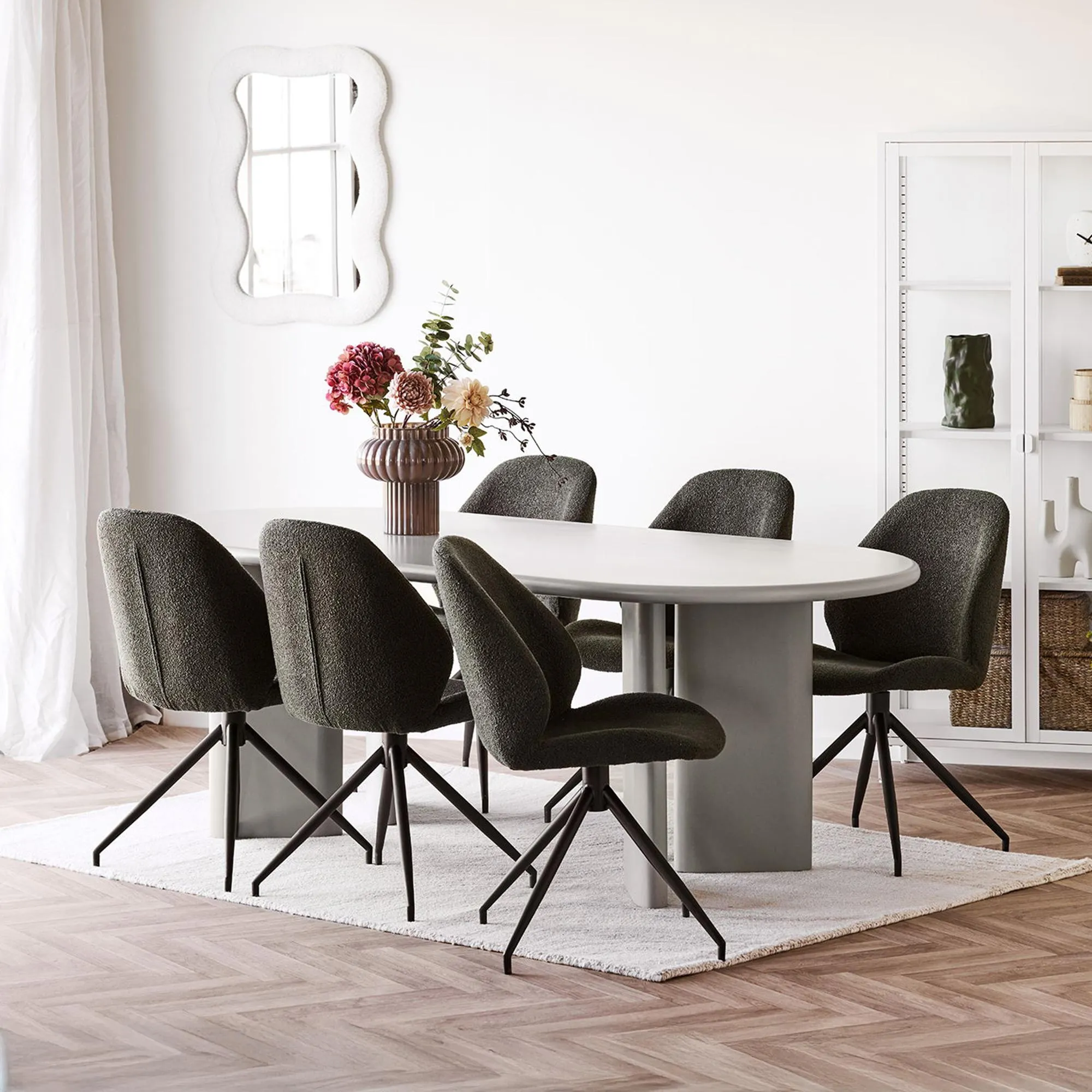 Nagano 8-Seater Oval Dining Table - Sand, Concrete