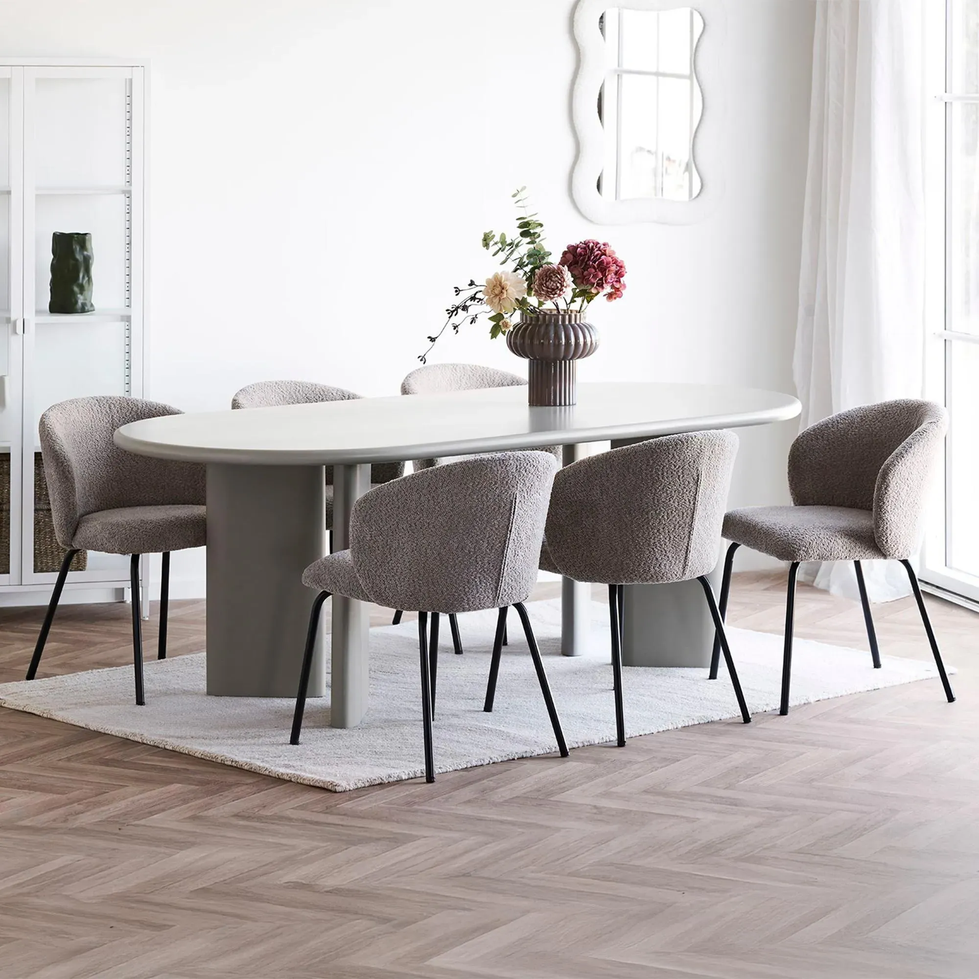 Nagano 8-Seater Oval Dining Table - Sand, Concrete