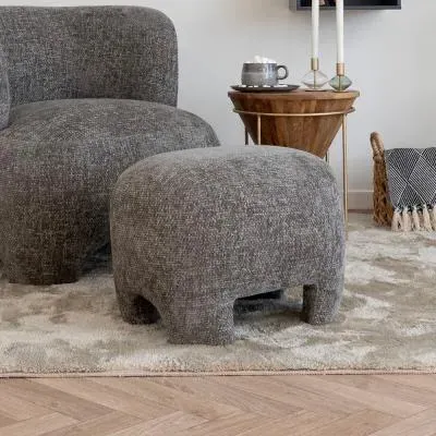 Nazare Fabric Pouf - Grey image