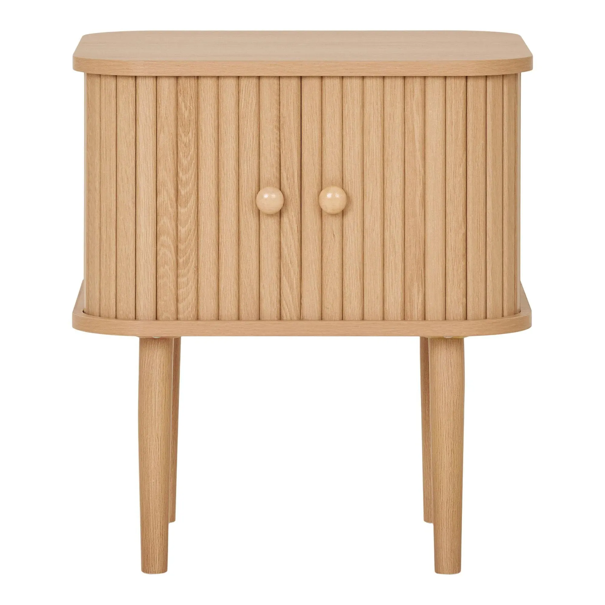 Nikko Curved Side Table with Fluted Doors - Natural, Pine
