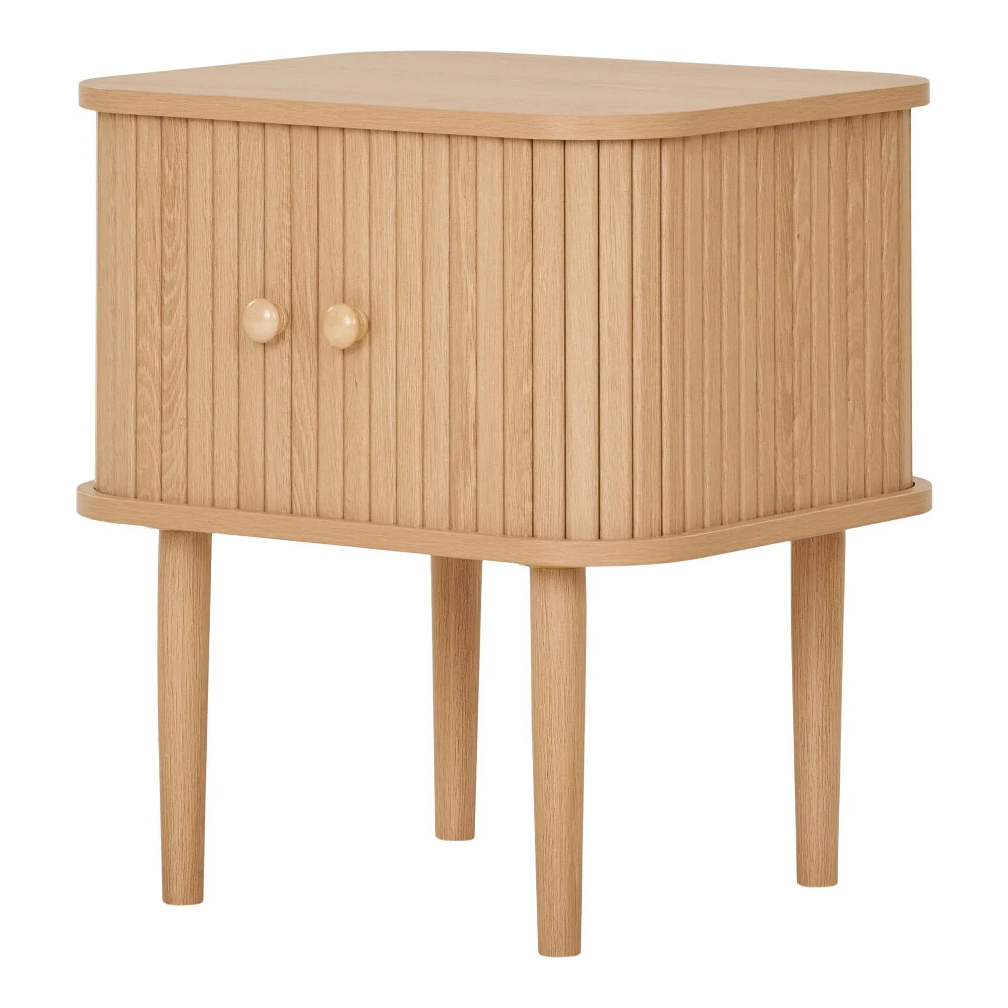 Nikko Curved Side Table with Fluted Doors - Natural, Pine