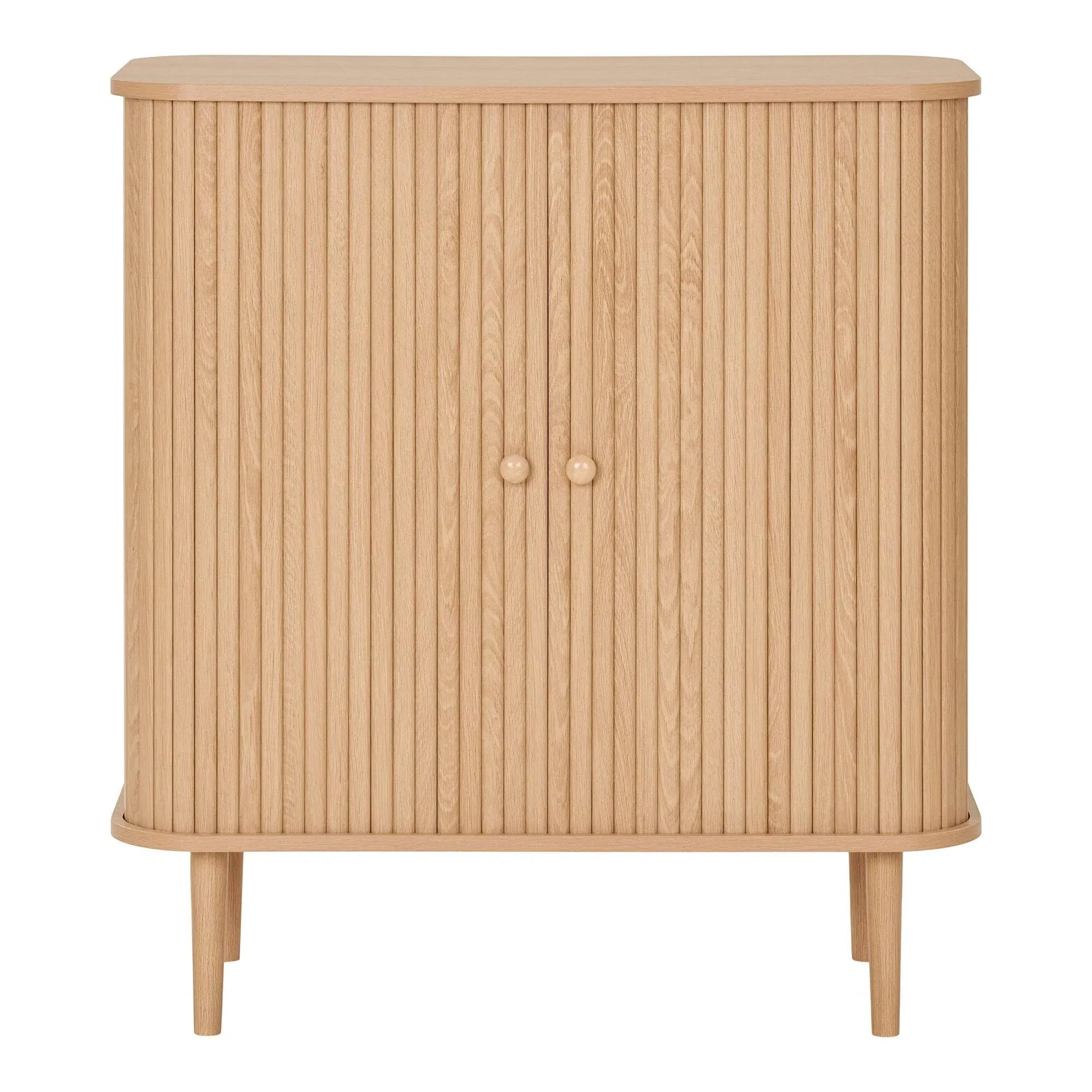 Nikko Small Curved Sideboard with Fluted Doors - Natural, Pine