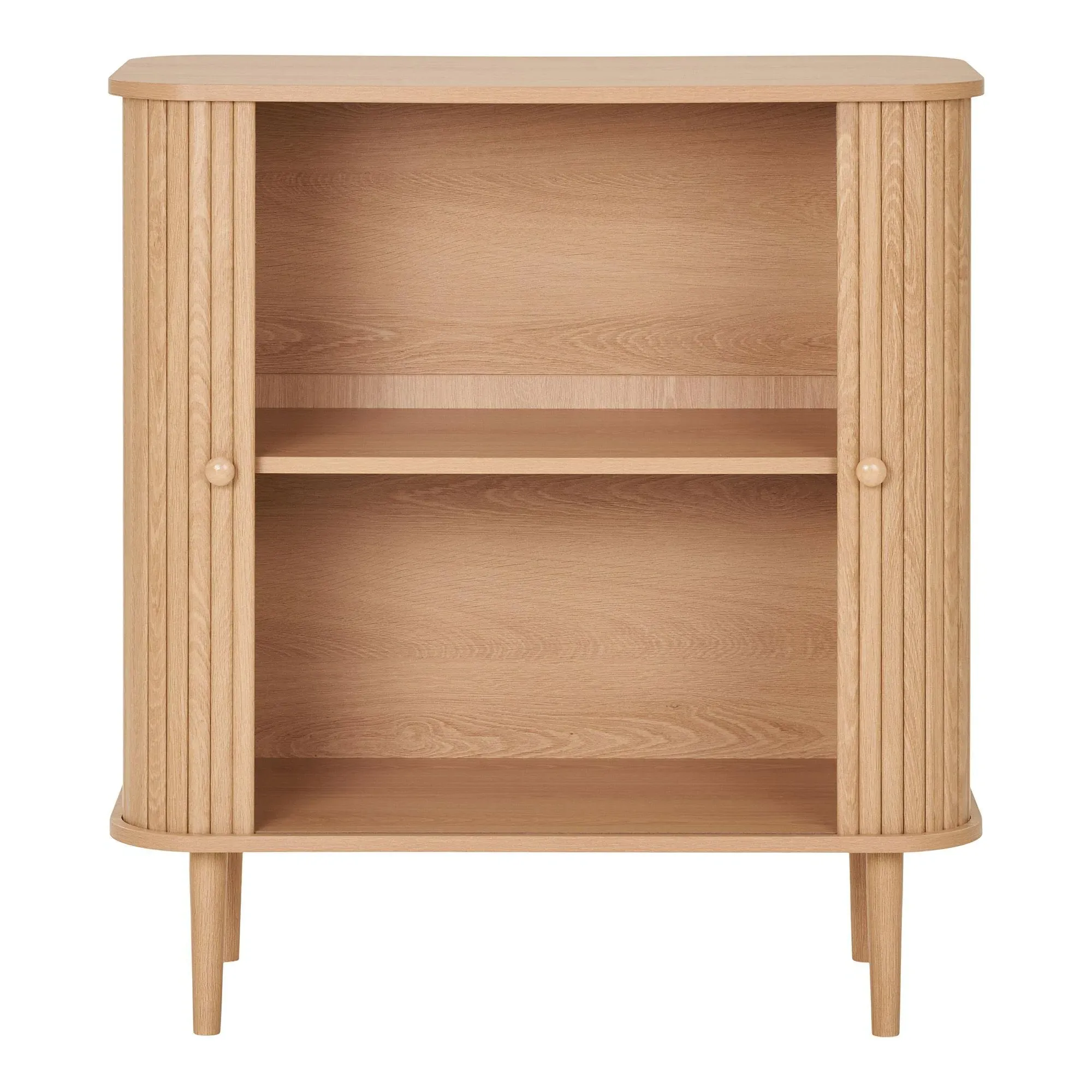 Nikko Small Curved Sideboard with Fluted Doors - Natural, Pine