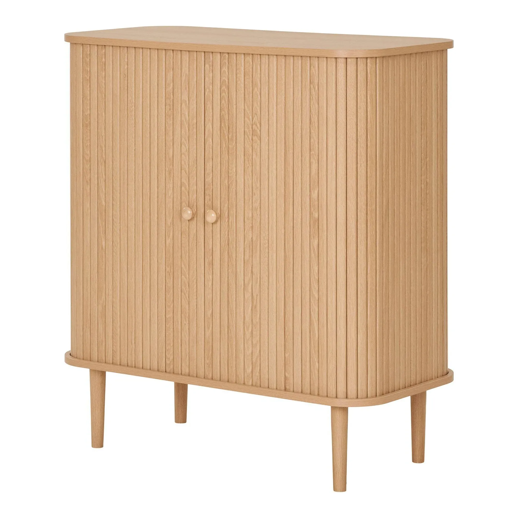 Nikko Small Curved Sideboard with Fluted Doors - Natural, Pine