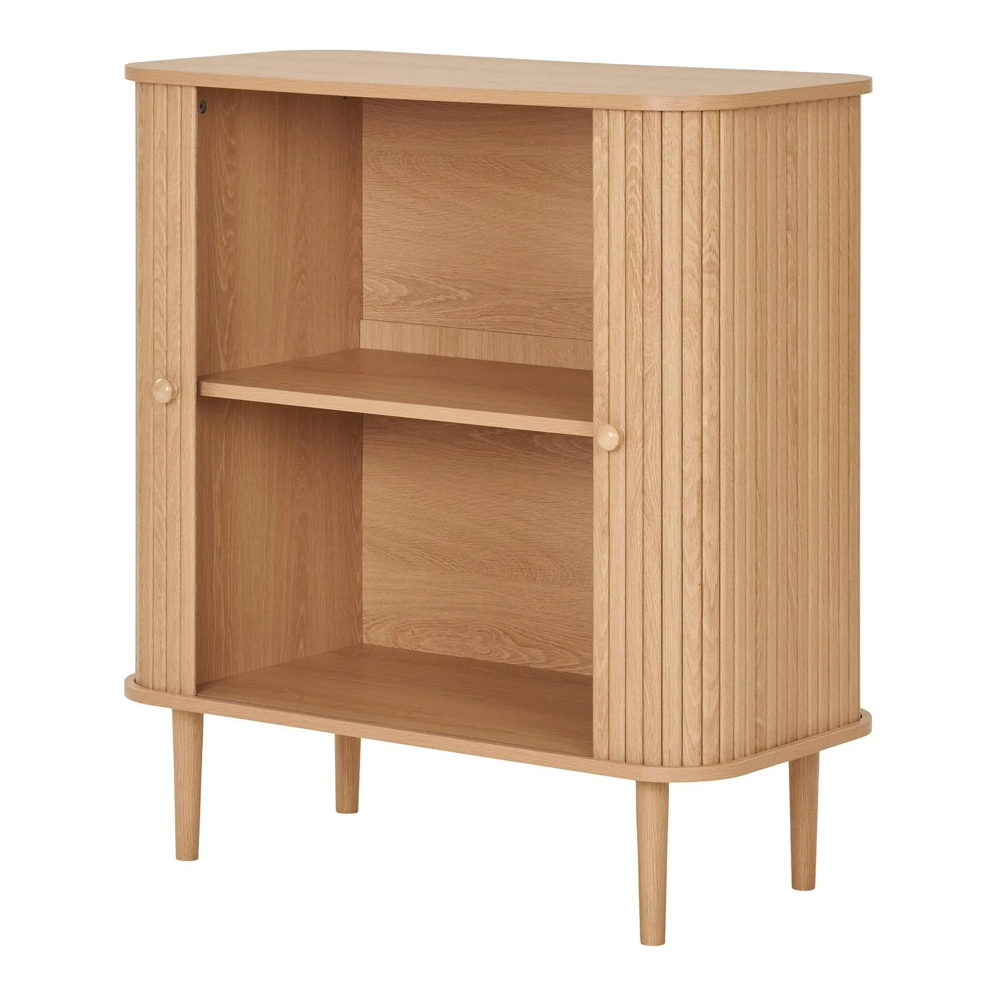 Nikko Small Curved Sideboard with Fluted Doors - Natural, Pine