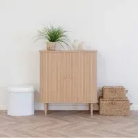 Nikko Small Curved Sideboard with Fluted Doors - Natural, Pine