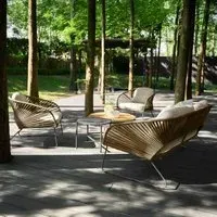 Novella 4-Seater Round Garden Lounge Set - Beige, Fabric