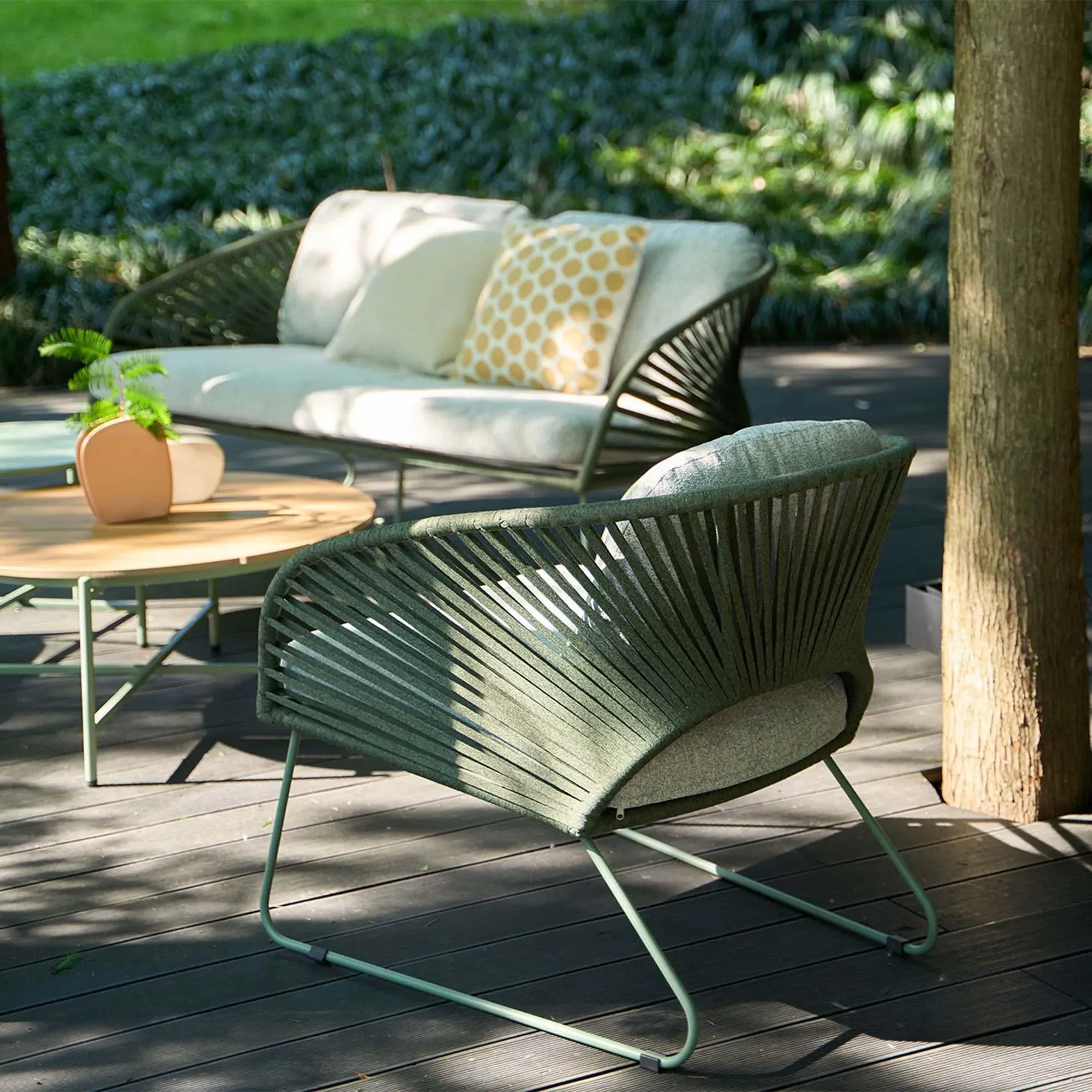 Novella 4-Seater Round Garden Lounge Set - Grey, Fabric