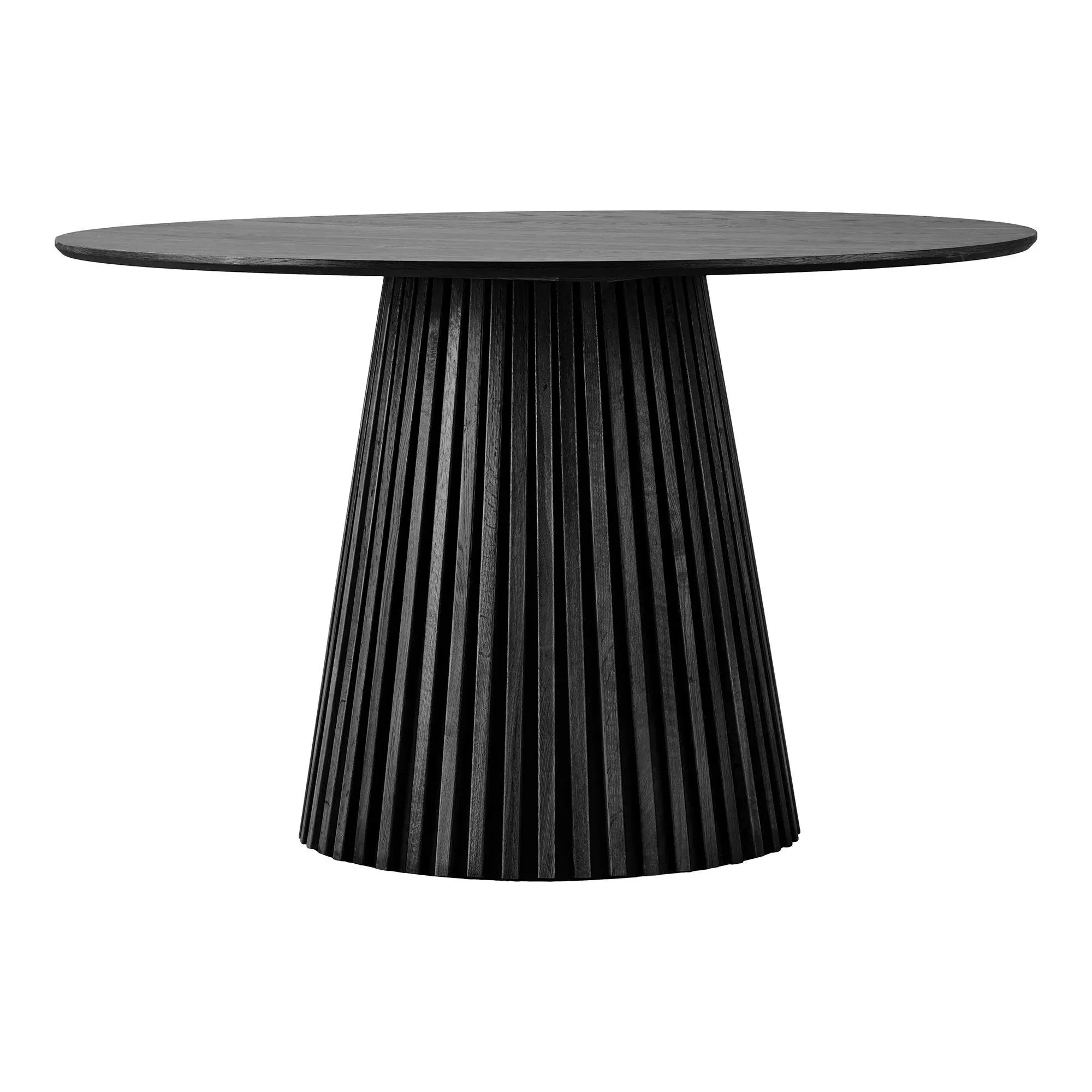 Osaka 4-Seater Round Dining Table with Slatted Base - Black
