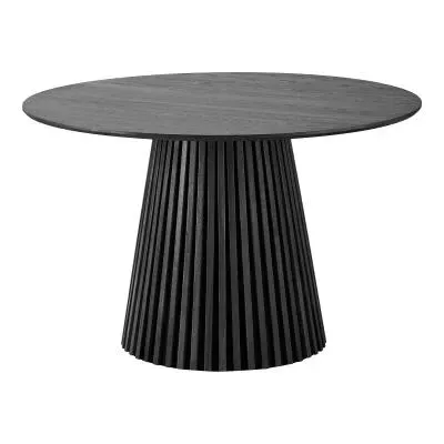 Osaka 4-Seater Round Dining Table with Slatted Base - Black