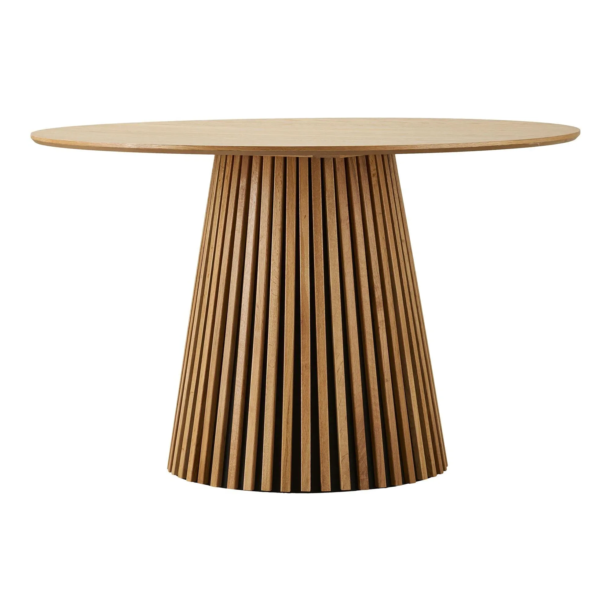 Osaka 4-Seater Round Dining Table with Slatted Base - Oak